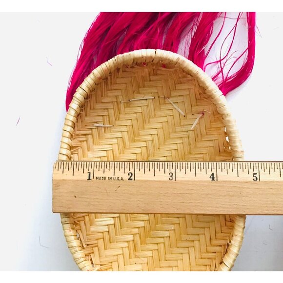 Vietnamese Theatre Character Mask Handmade Woven Folk Art Colorful Pink Beard - Picture 5 of 6